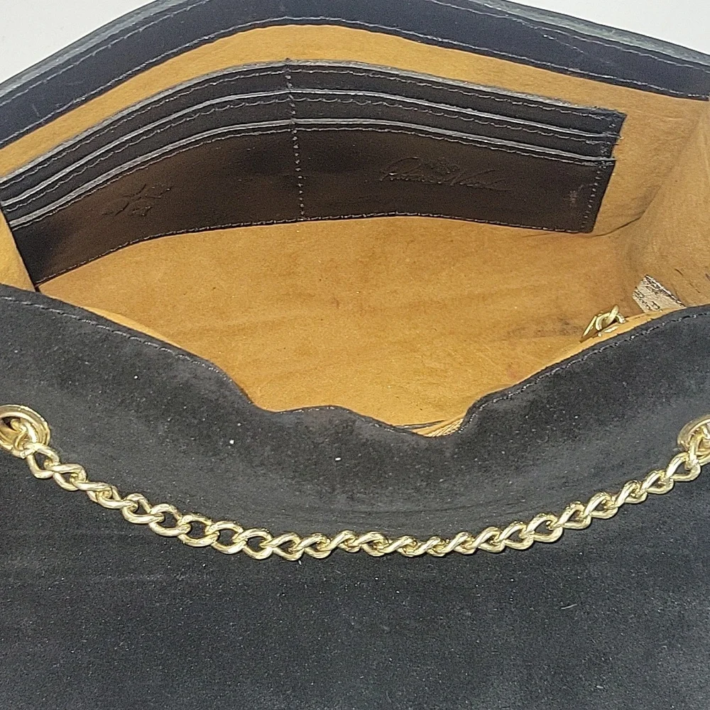 Patricia Nash Black Leather Chain-Shoulder Crossbody Shoulder Bag